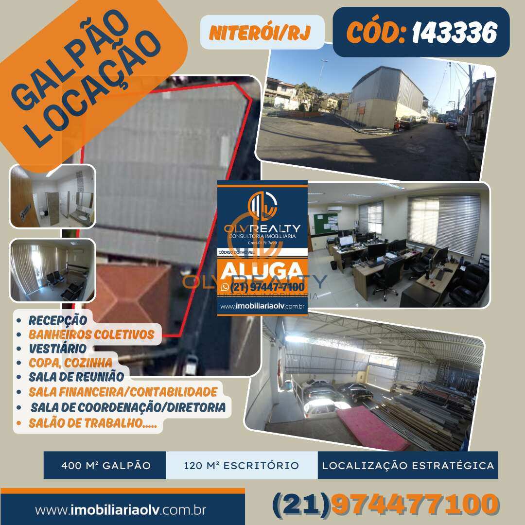 Galpão com Escritório - Completo - Niterói/RJ - Barreto/Engenhoca | 400m² + 120m² - Imobiliária OLV REALTY